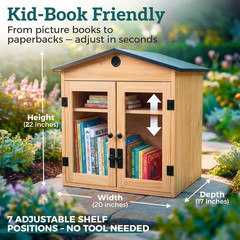 Little Library Box Outdoor Kit – Solid Wood Free Little Library with Metal Roof
