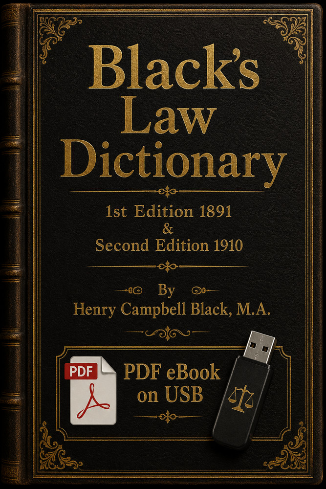 BLACK’S LAW DICTIONARY, 1st Edition 1891 and 2nd Edition 1910 Law Book on USB