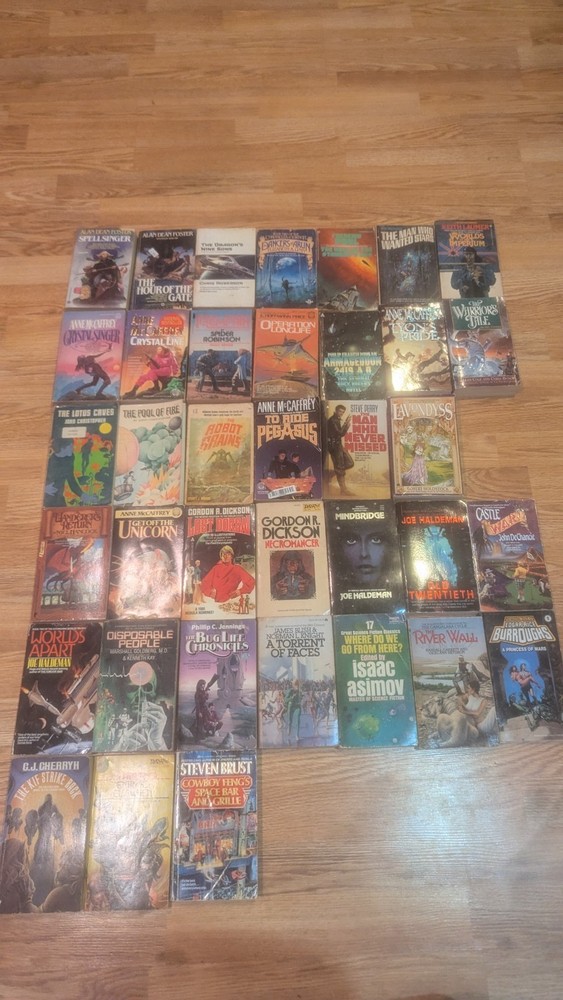 Lot of 37 Science Fiction Fantasy Paperbacks Novels 1960s-modern Daw & Others