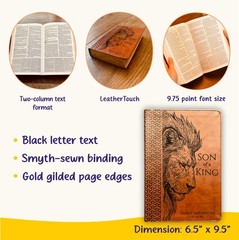 Personalized KJV Study Bible, Son of a King Lion Design, Custom Name Engraved