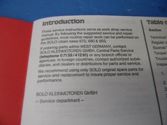 SOLO CHAINSAW SERVICE MANUAL TYPE 670 680 603 —– MANUAL 182C