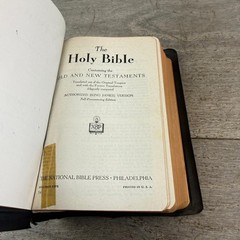 Vintage Holy Bible King James National Bible Press Black HC Illus Gilt Edges