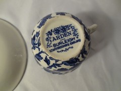 Burleigh Arden Blue Breakfast Cup & Saucer 7oz Staffordshire England Excellent