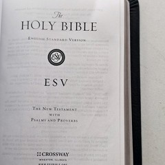 ESV New Testament, Psalms Proverbs Black Genuine Leather Pocket Size read desc.
