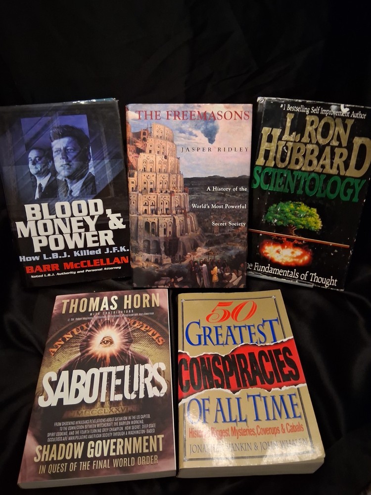 Conspiracy Theory Secret Society 5 Books Lot Scientology UFOs Freemasons Hubbard