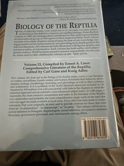 BIOLOGY OF THE REPTILIA, VOLUME 22: COMPREHENSIVE By Edited By Carl Gans And