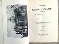 2 Antique 1916 History of Genesee County Michigan book Illustrations HC – Wood