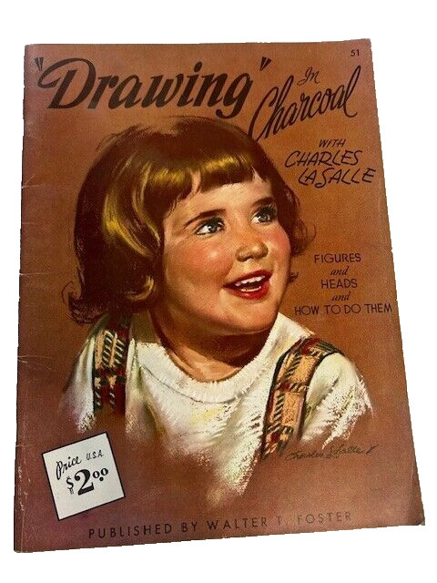 DRAWING IN CHARCOAL with Charles LaSalle 1960’s 36 Pages For Framing – FREE Ship