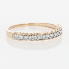 .17ctw Diamond Pavé Milgrain Scroll Wedding Band Ring 14k Rose Gold Size 7.25