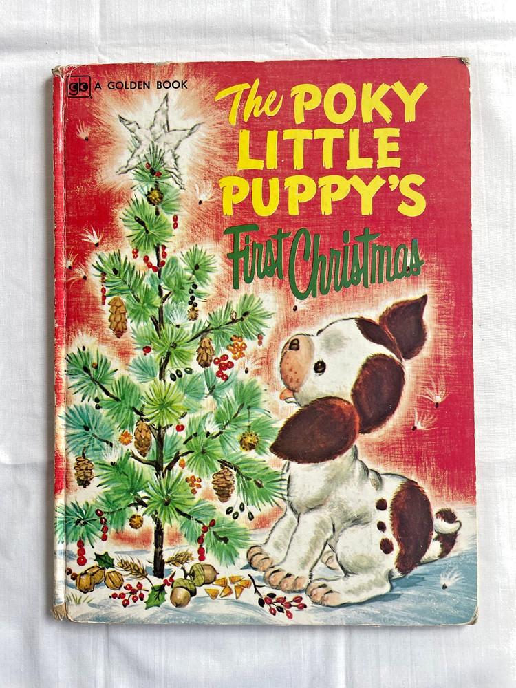 The Poky Little Puppy’s First Christmas (Golden Book 1973) Vntg HC 12.5″ x 9.5″