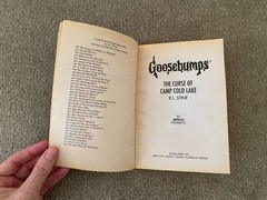 VG-/G+ Thin Edition 1st print Goosebumps #56 The Curse of Camp Cold Lake ~ Stine