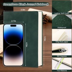 Thick Blank Journal Notebook 400 Pages 3.9 × 5.5 No Lines Soft Leather Pocket…