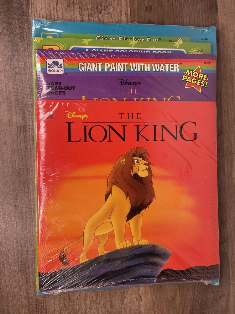 Lion King Golden Books Lot Giant Coloring Paint Water Sticker Fun 1994 3 Set