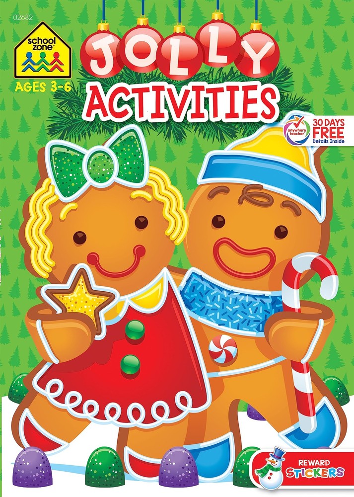 School Zone – Jolly Activities Workbook – 96 Pages, Ages 3 to 6, Preschool, …