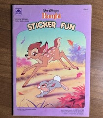 BAMBI Golden STICKER FUN 1988 Coloring Book Pre-Cut Stickers Lick Stick