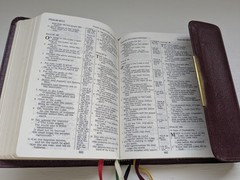 NKJV Compact Reference Bible Snap Flap Close Burgundy Leather 1985 Nelson 244SBG