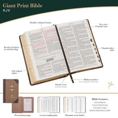KJV Holy Bible, Giant Print Standard Size Faux Leather Red Letter Edition – Thum