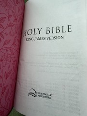 Pink floral holy bible book King James Version by Christian art publisher