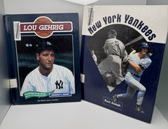 Lou Gehrig + New York Yankees Book MLB Baseball History ~ 2 Library Copy Books