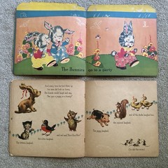 6 Vtg 1940’s Children’s Books Fuzzy Wuzzy series Bunny Puppy Kitten Pony Duck