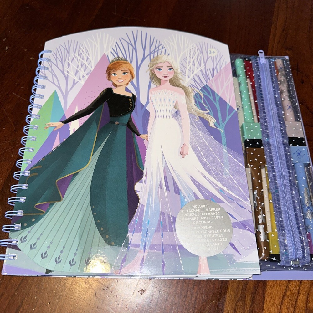 Frozen Spiral Activity Color & Erase 5 Pages Clings – Included Dry Erase Markers