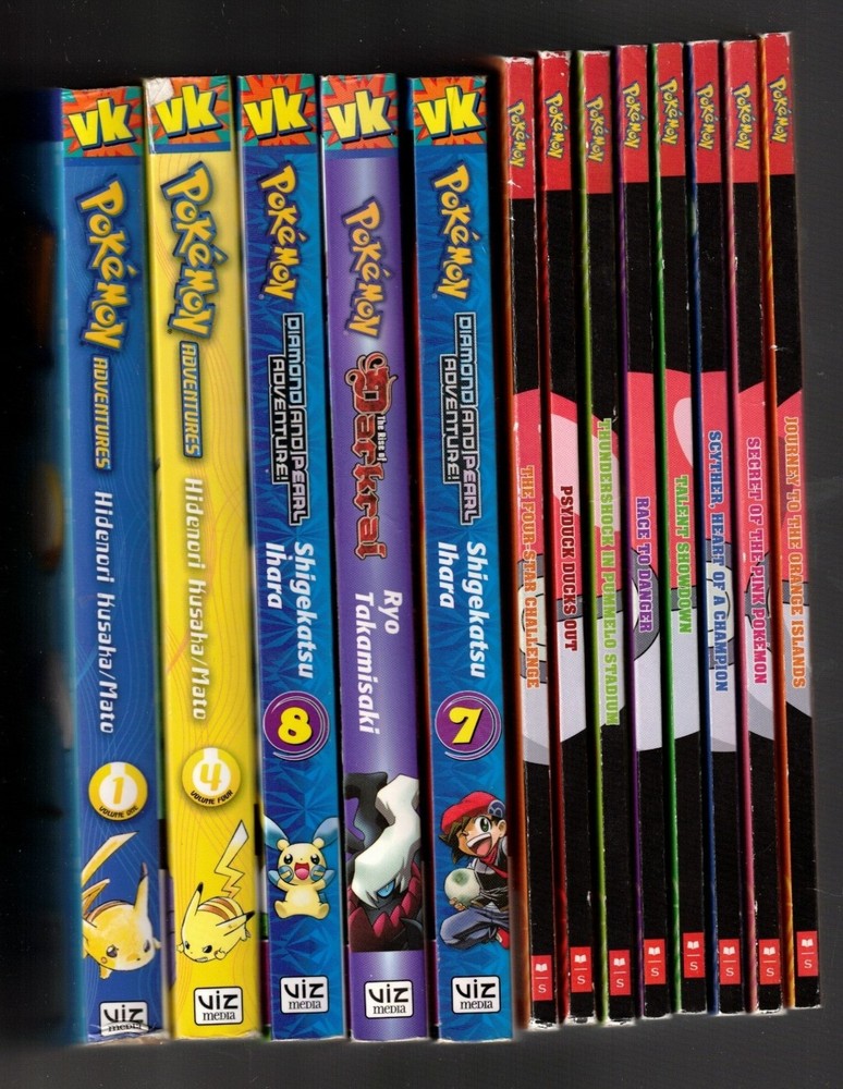 13 used Pokemon books (Scholastic, Vizkids) Psyduck, Scyther, Charizard, Fearow