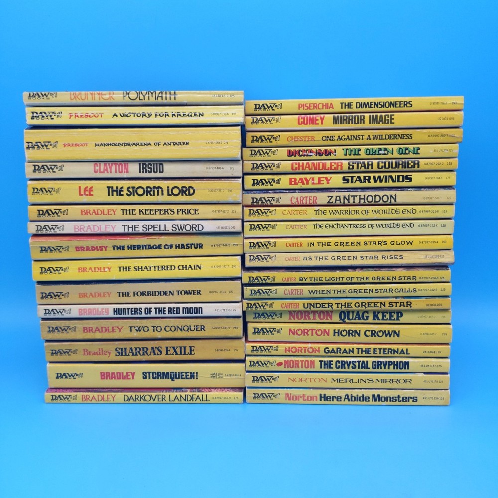 DAW Yellow Spine lot x35 vintage science fiction fantasy Carter Bradley Norton +