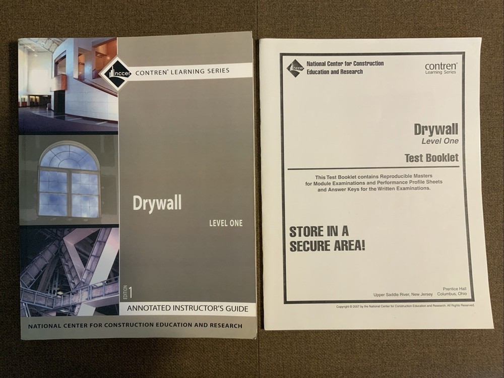 Drywall Level One 1st Ed. Annoted Instructor’s Guide By NCCER + TEST Booklet