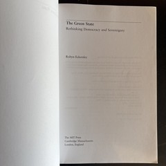 The Green State: Rethinking Democracy and Sovereignty by Eckersley, Robyn