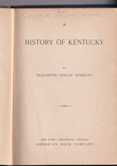 A History of Kentucky (HB, 1896, 288 pages) by Elizabeth Shelby Kinkead