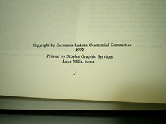 GERMANIA-LAKOTA (1982-1992 CENTENNIAL) Cossuth Iowa LIMITED EDITION History Book