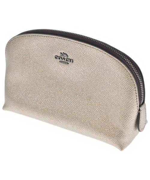 Coach Gold Leather Zip Pouch Women 7in x 4.3in x 2.4in Auth