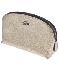 Coach Gold Leather Zip Pouch Women 7in x 4.3in x 2.4in Auth