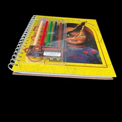 Chucky Sketchbook Set With 5 Color Pencils Horror Halloween Spiral Bound New
