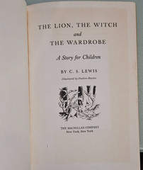 cs lewis THE LION THE WITCH AND THE WARDROBE hardcover 1950 macmillan company