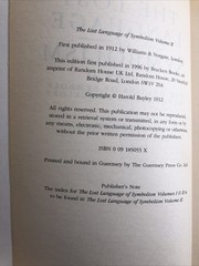 Lost Language of Symbolism (Vol II) Origins Mythologies & Folklore Harold Bayley