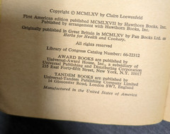 1967 Herbs Health & Cookery VTG Cookbook by Claire Loewenfeld & Phillipa Back PB