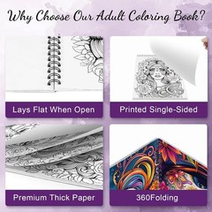 Sugar Skull Coloring Book for Adult Women Relaxation, Spiral Bound, Printed S…