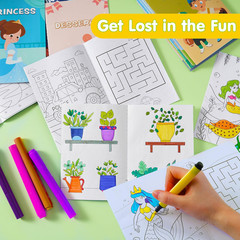 24 Pack Mini Coloring Books Ages 4-8, 12 Themes, Party Favor Travel Activity Set