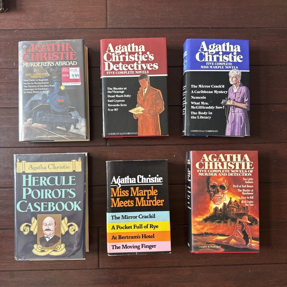 25 Agatha Christie Novels In 6 Volumes – 6 HCDJ Books – Marple,Detectives + More