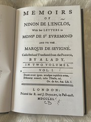 Ninon de Lenclos The Memoirs of Ninon de Lanclos Vol 1 Hardcover