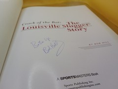 Louisville Slugger Crack Bat hand signed HB Book Baseball MLB story Bob Hill