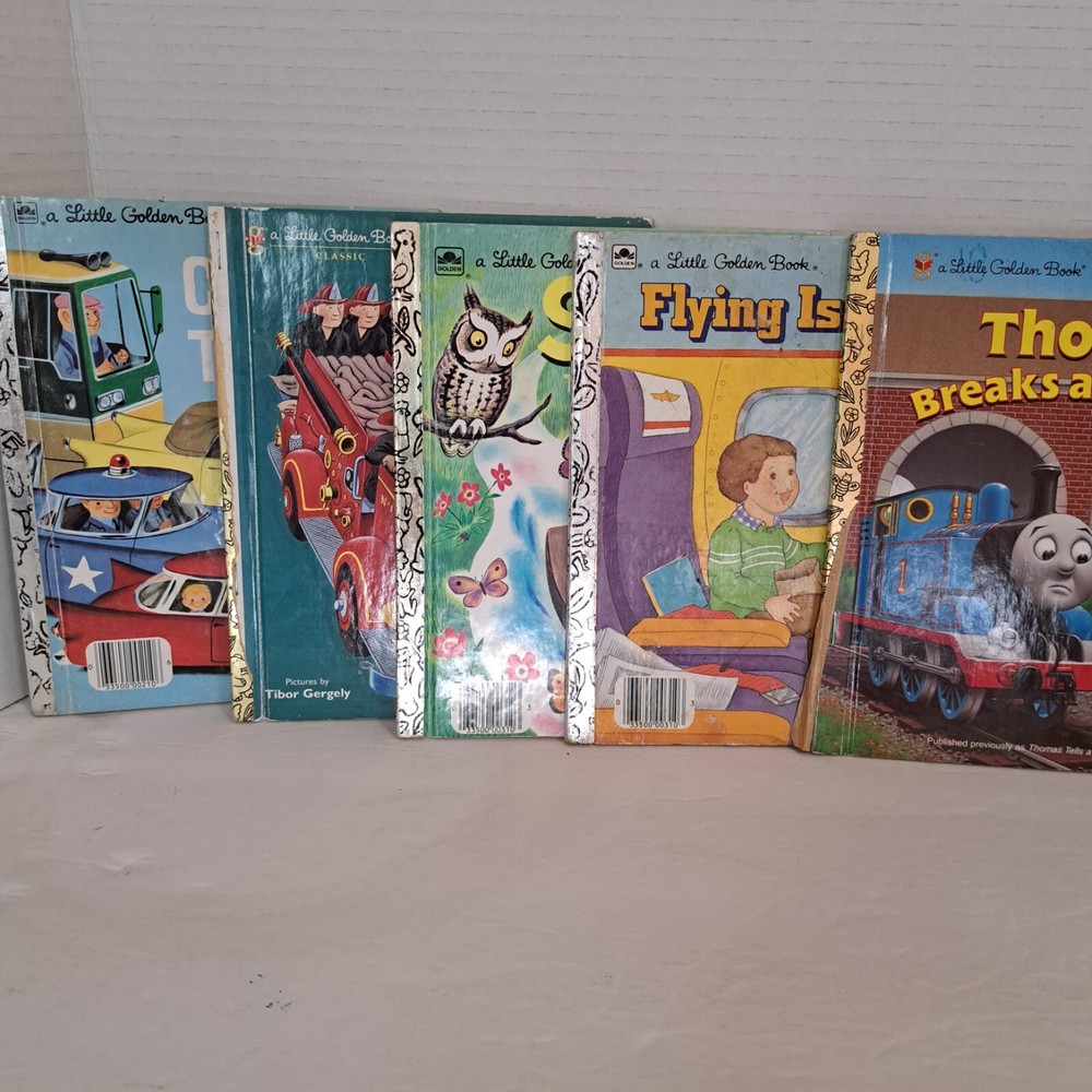 Vintage Little Golden Books Various Titles Vehicles Theme Lot of 5