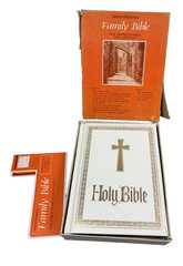 Vtg Regency Family Bible 1978 Padded White Cover Box Registry Section Gold Edged