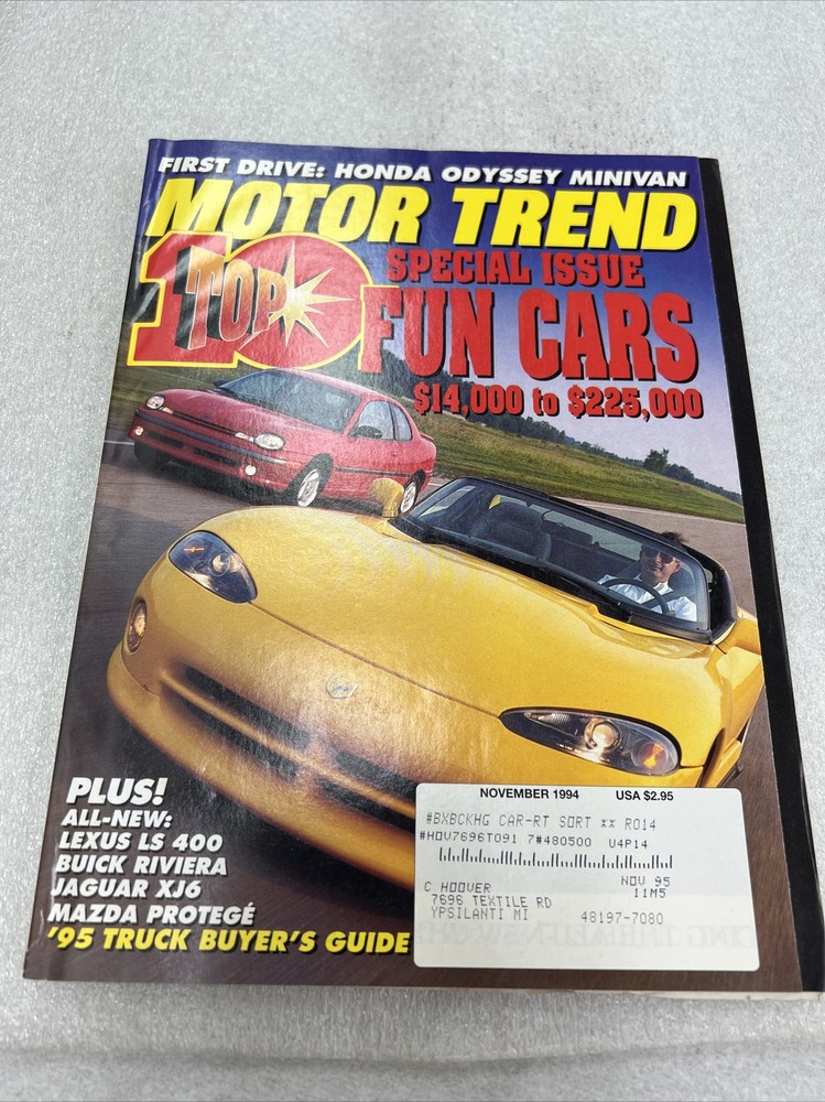 Motor Trend Nov 1994 Truck Buyer’s Guide, Jaguar XJ6 Top 10 Fun Cars T7