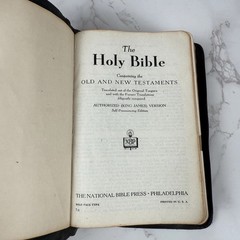 HOLY BIBLE King James Version Self Pronouncing Index 1940s National Bible Press