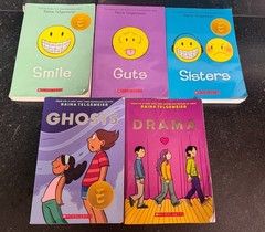 Raina Telgemeier 5 Book Lot Smile Sisters Guts Drama Ghosts Graphic Novels