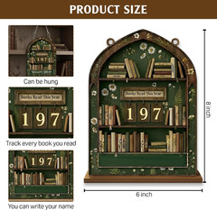 Books I’Ve Read This Year Counter – Wooden Reading Tracker Sign for Bookshelf De