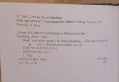 Allen Ginsberg, Howl and Other Poems. 40th Anniv. Hardcover Edition.