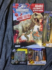 Jurassic World Coloring & Activity Book 80 pages! 2 Packs Of Crayons 8 Color Pen